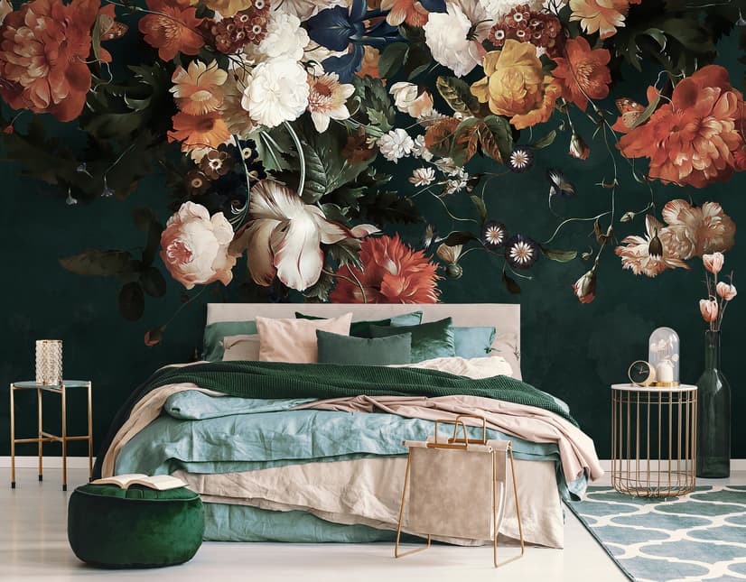 Golden Age Large and Dark Floral Wallpaper Mural