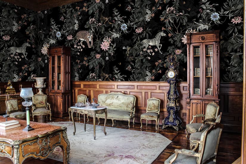 Dark Botanical Plants with Animals Wallpaper Mural