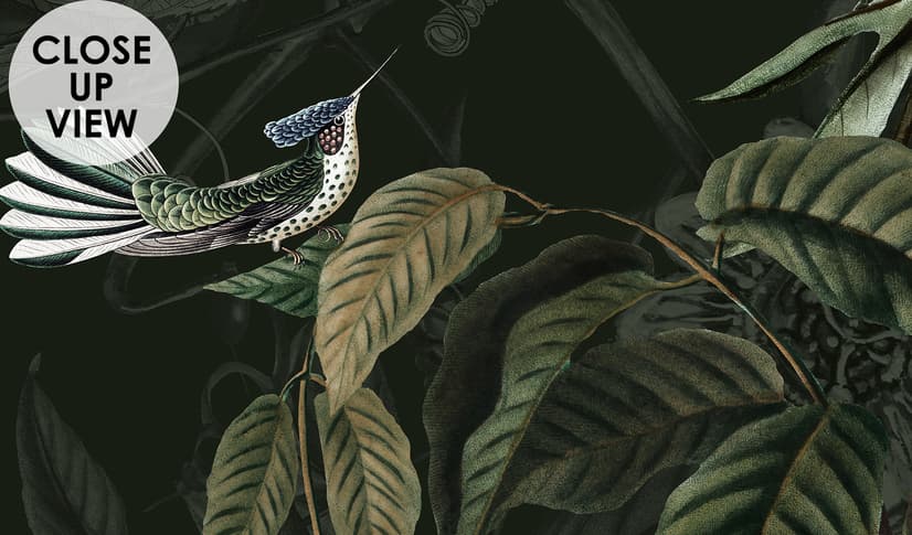 Dark Botanical Plants with Animals Wallpaper Mural