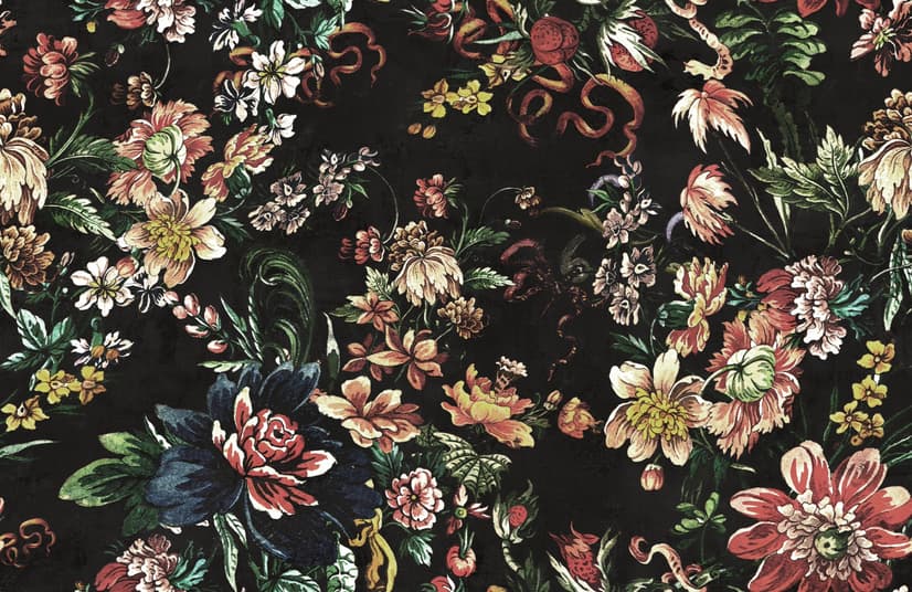 Art Nouveau Dark Floral Wallpaper Mural