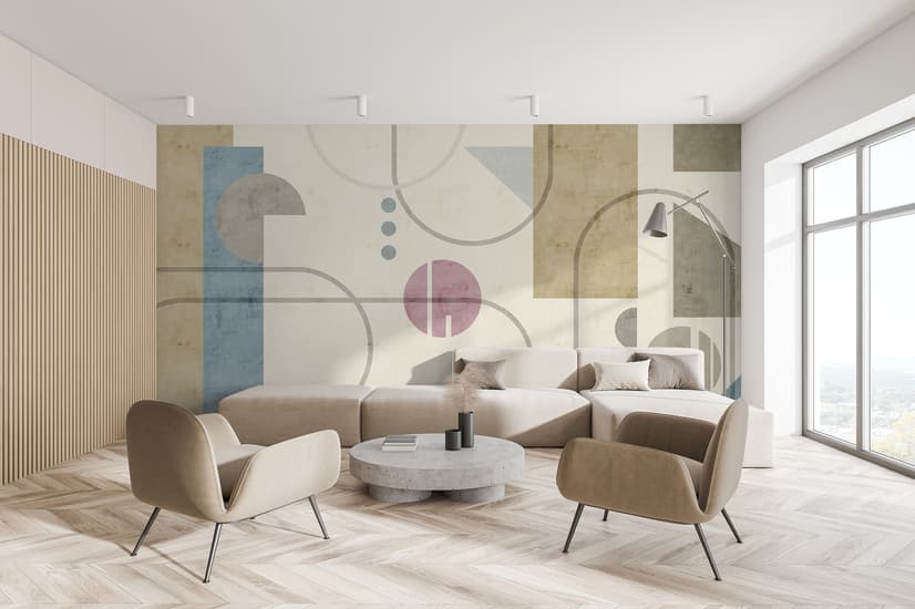 Soft Geometric Shape Art Wallpaper Mural