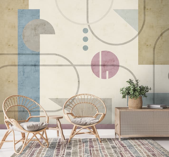 Soft Geometric Shape Art Wallpaper Mural