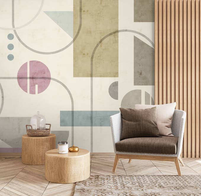 Soft Geometric Shape Art Wallpaper Mural