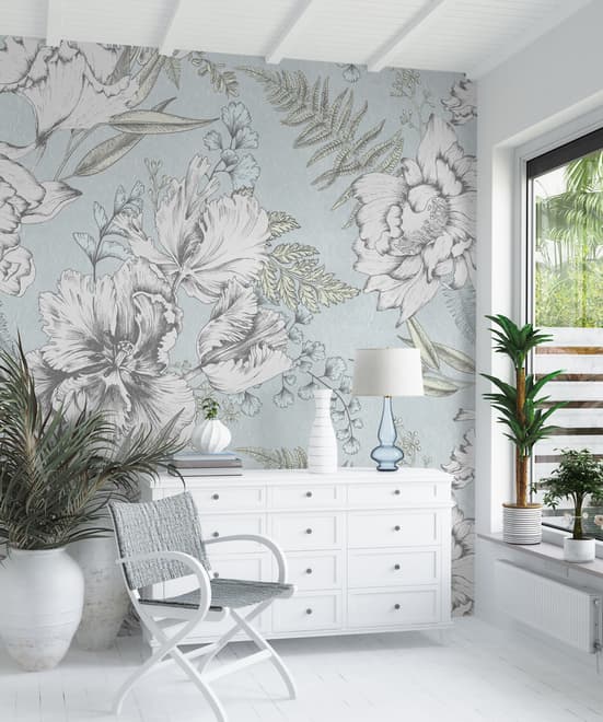 Drawing Floral Bouquet Art Wallpaper Mural