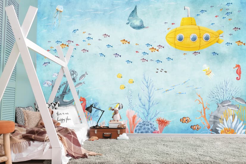 Kids Nursery Undersea with Submarine Wallpaper Mural