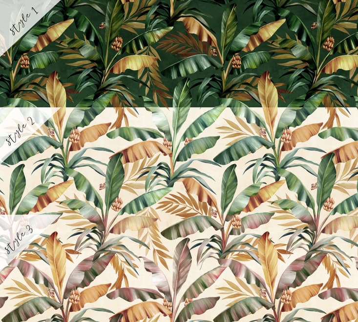 Palm and Banana Leaf Wallpaper Mural