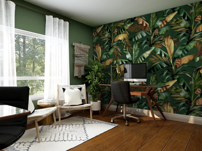 Palm and Banana Leaf Wallpaper Mural