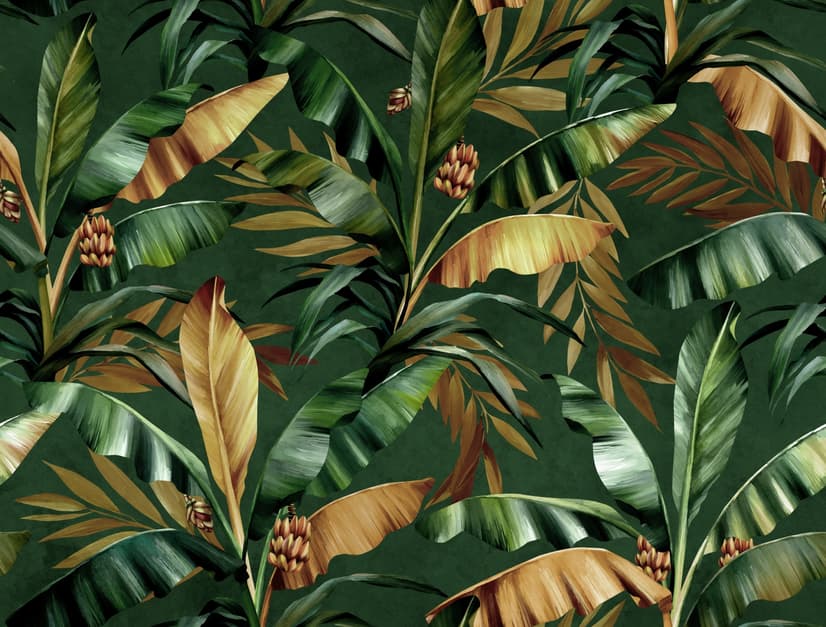 Palm and Banana Leaf Wallpaper Mural