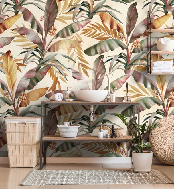 Palm and Banana Leaf Wallpaper Mural