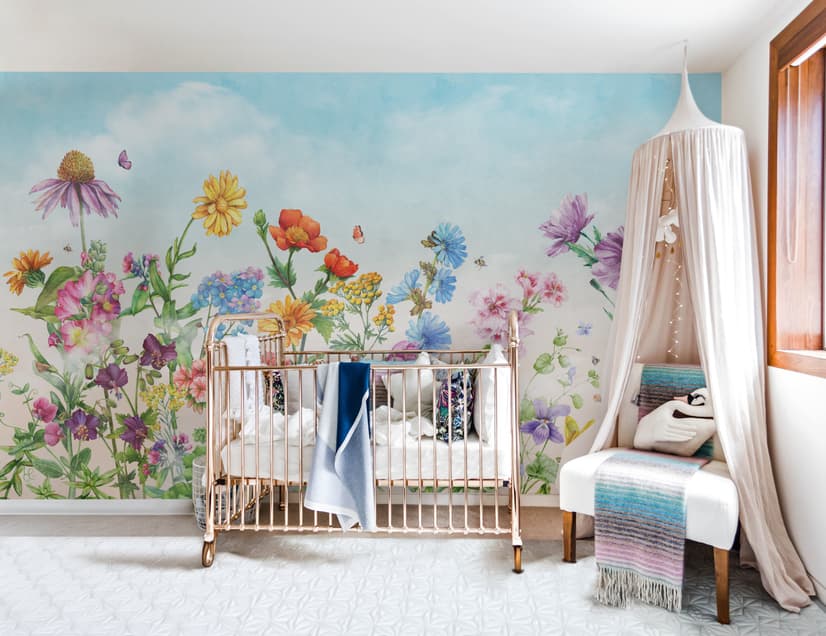 Süße Kinderzimmer Blumen Garten Fototapete