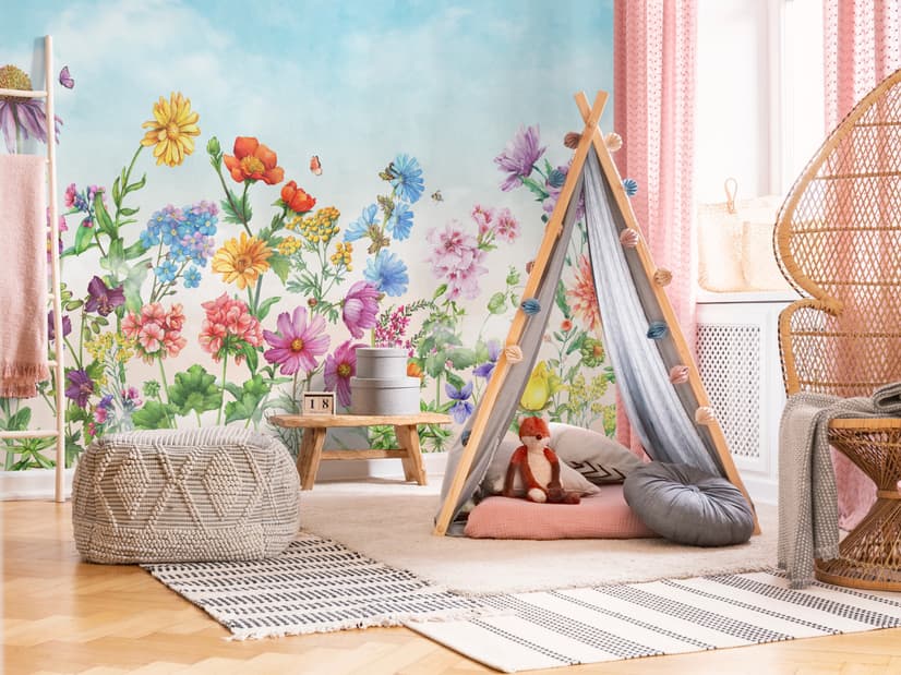Cute Kids Nursery Floral Garden Wallpaper Mural