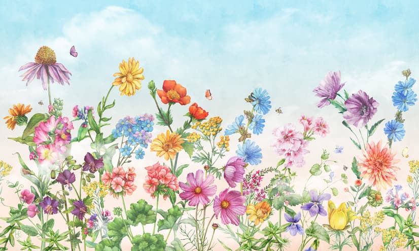 Cute Kids Nursery Floral Garden Wallpaper Mural