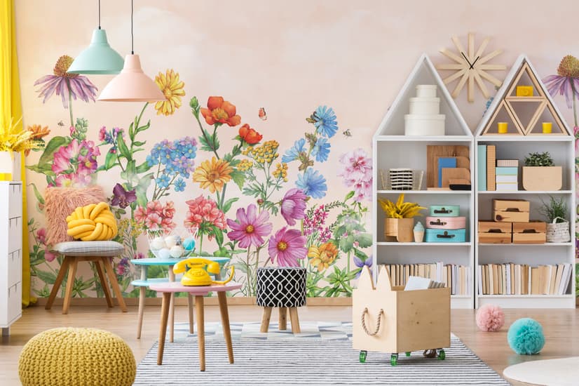 Cute Kids Nursery Floral Garden Wallpaper Mural