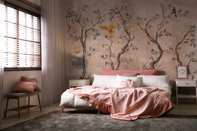 Aquarell Chinoiserie Obstbäume Fototapete