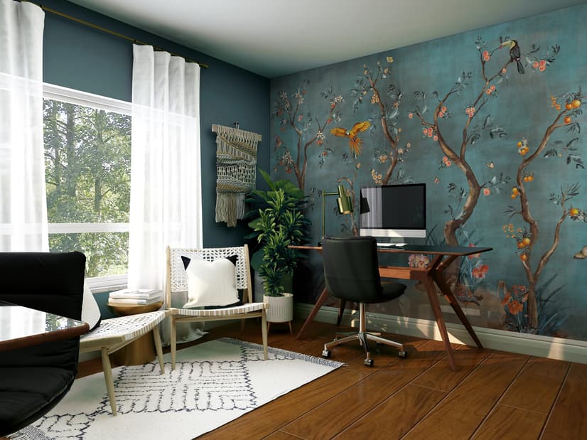Aquarell Chinoiserie Obstbäume Fototapete