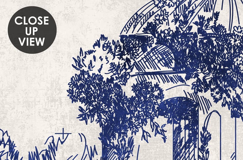 Vintage Monochrome Jouy Style Landscape Wallpaper Mural