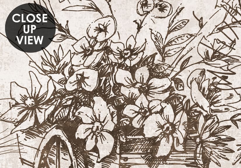 Vintage Monochrome Jouy Style Landscape Wallpaper Mural