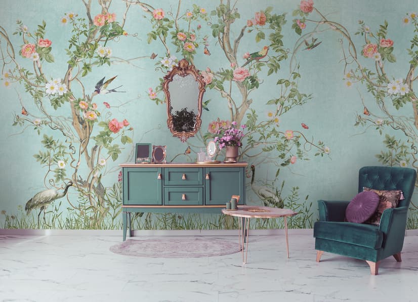 Chinoiserie Peony Tree Wallpaper Mural