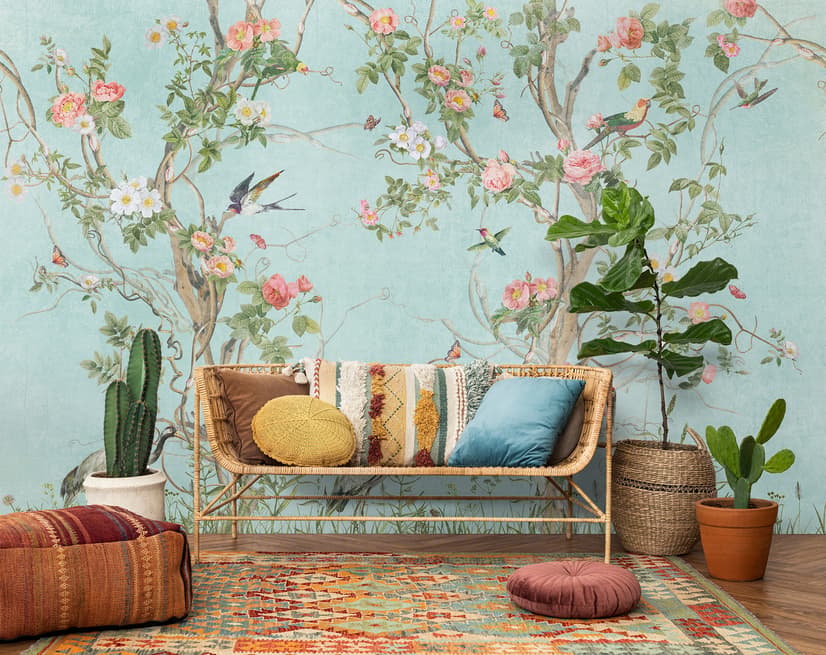Chinoiserie Peony Tree Wallpaper Mural