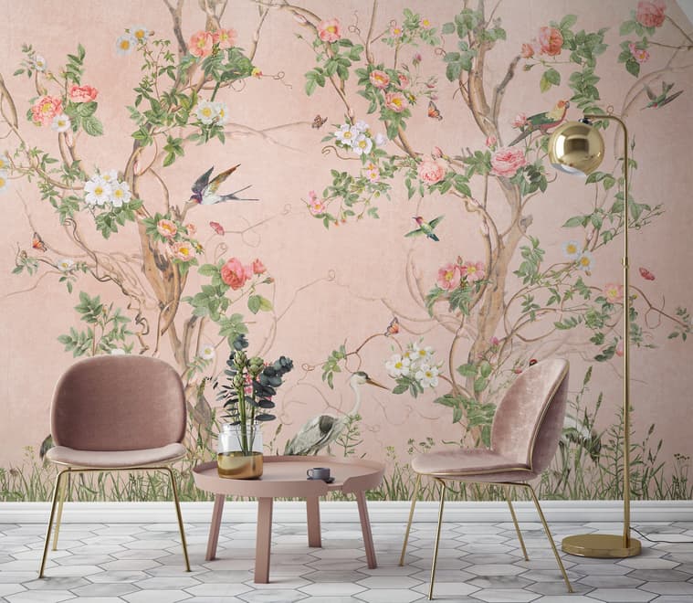 Chinoiserie Peony Tree Wallpaper Mural