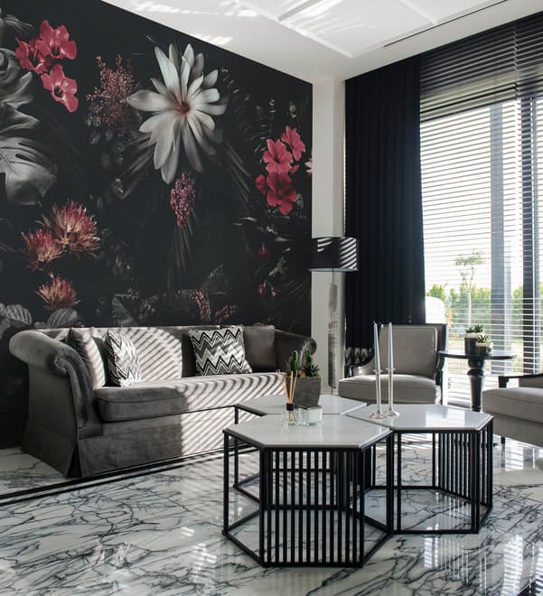 Dark Floral Garden Wallpaper Mural