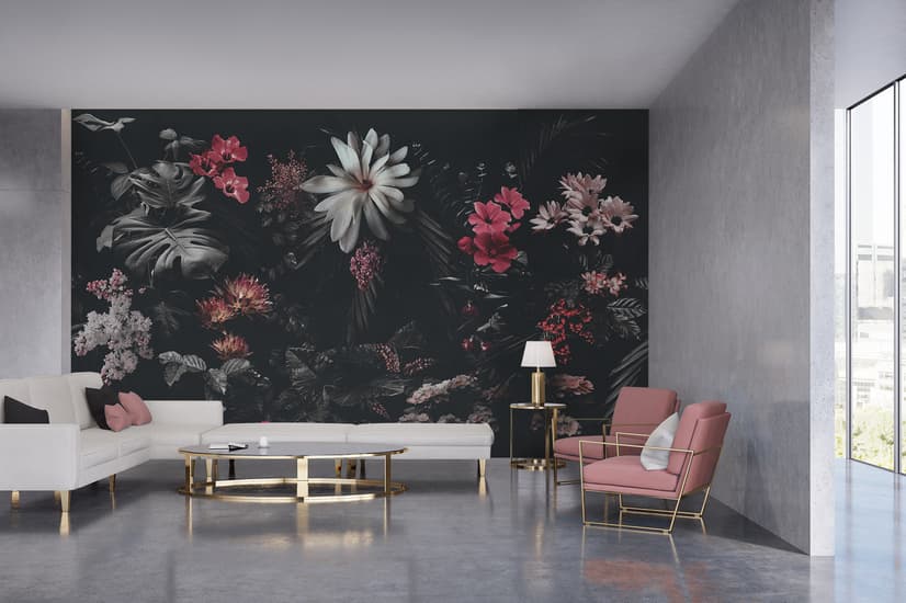 Dark Floral Garden Wallpaper Mural