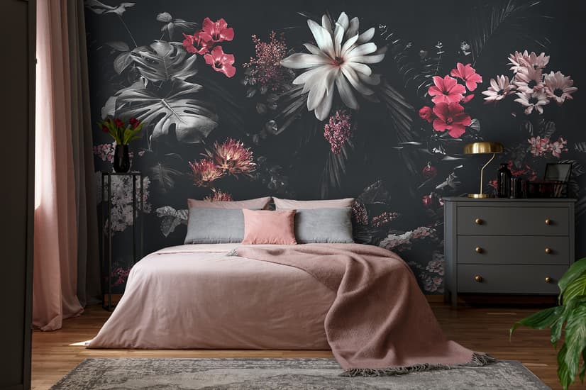 Dark Floral Garden Wallpaper Mural