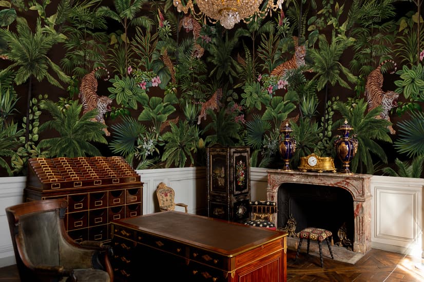 Dark Tropical Trees with Tigers Wallpaper Mural