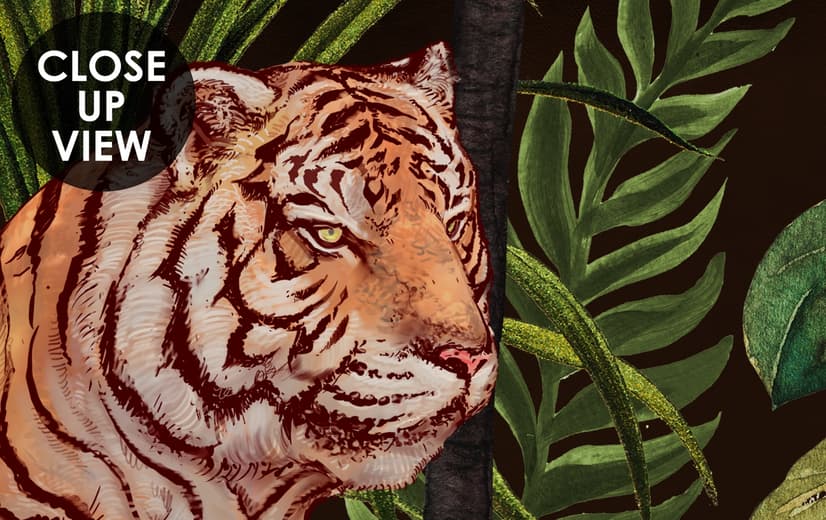 Dark Tropical Trees with Tigers Wallpaper Mural