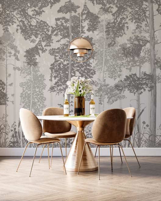Monochrome Tree Forest Silhouette Wallpaper Mural