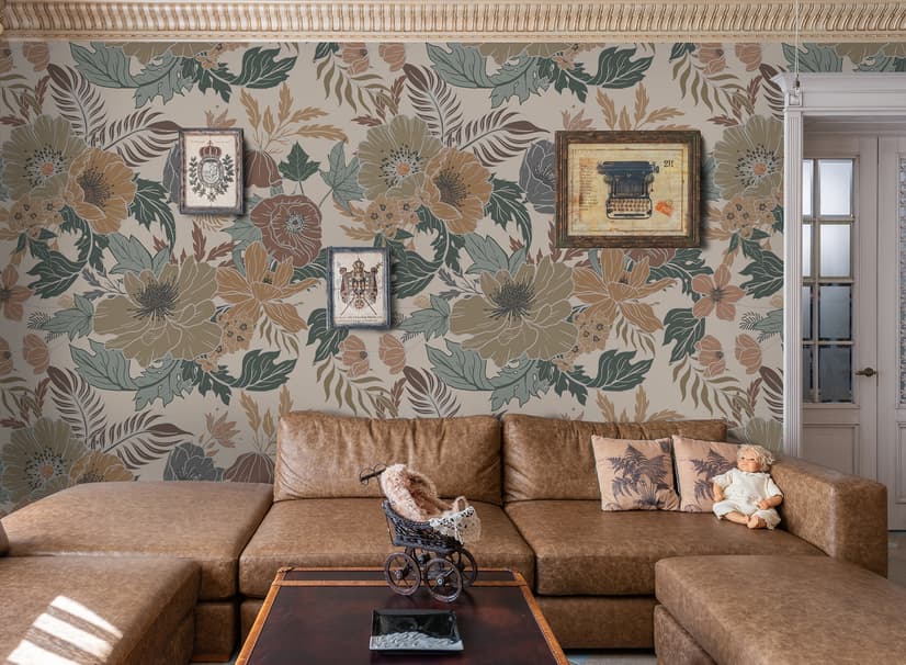 Bohemian Style Anemone Floral Bouquet Wallpaper Mural