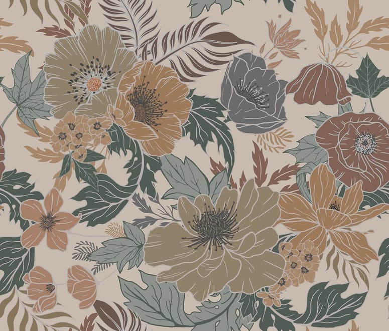 Bohemian Style Anemone Floral Bouquet Wallpaper Mural