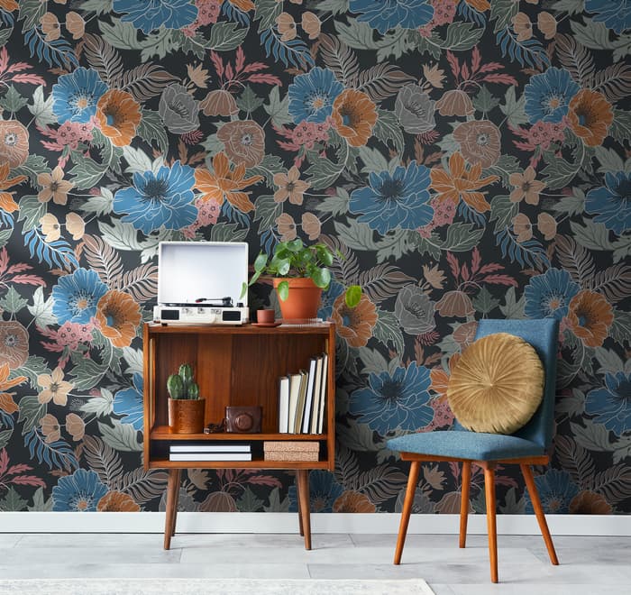 Bohemian Style Anemone Floral Bouquet Wallpaper Mural
