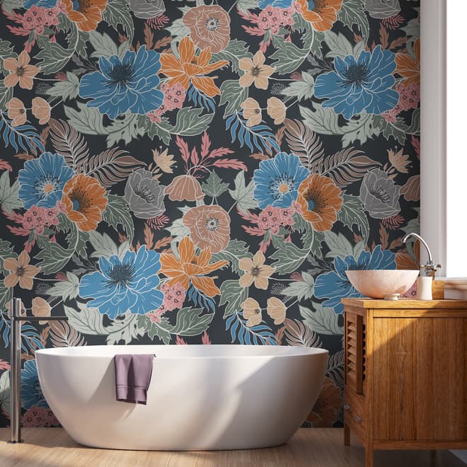 Bohemian Style Anemone Floral Bouquet Wallpaper Mural