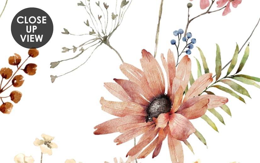 Watercolor Soft Wild Flowers Wallpaper Mural