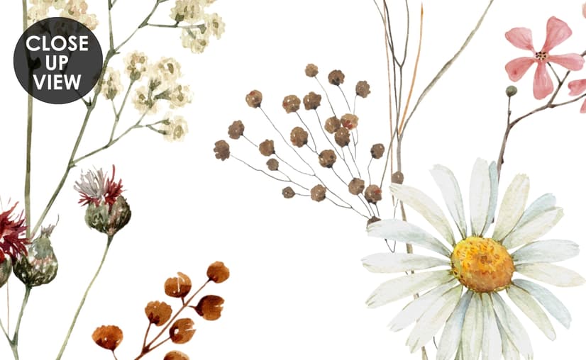 Watercolor Soft Wild Flowers Wallpaper Mural