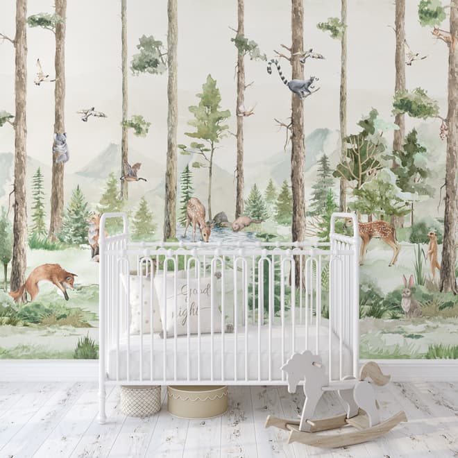 Kids Forest Animals in the Jungle Wallpaper Mural