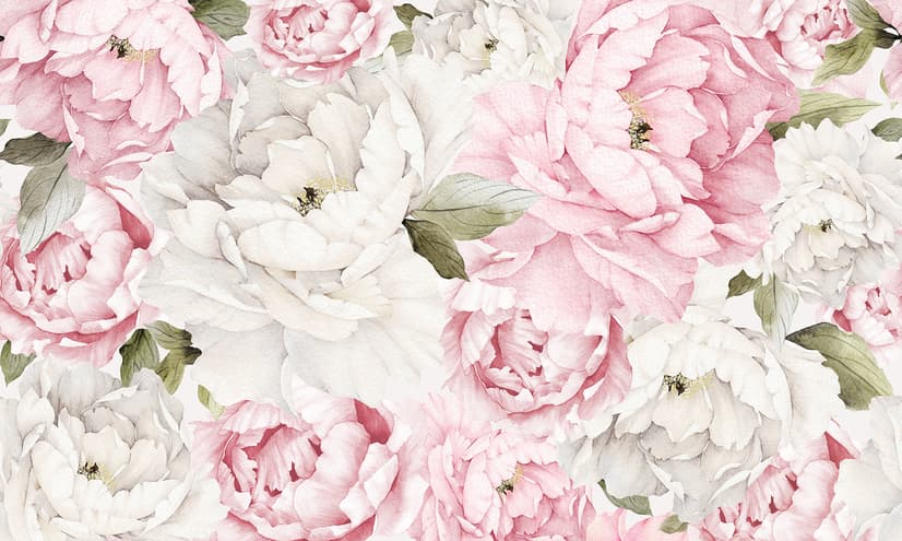 Nursery Watercolor Pink Peony Floral Blossom Wallpaper Mural