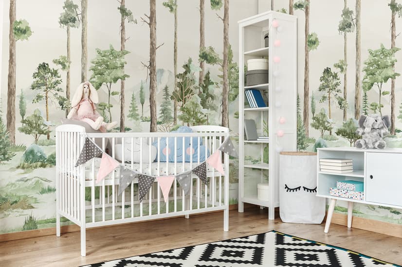 Kids Watercolor Forest Trees Wallpaper Mural