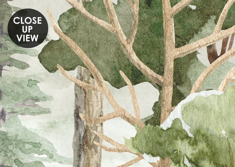 Kids Watercolor Forest Trees Wallpaper Mural