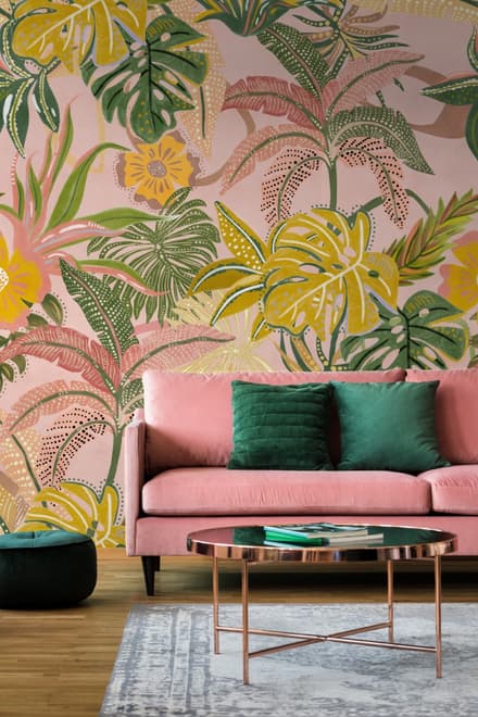 Watercolor Colorful Summer Tropical Leaf Wallpaper Mural