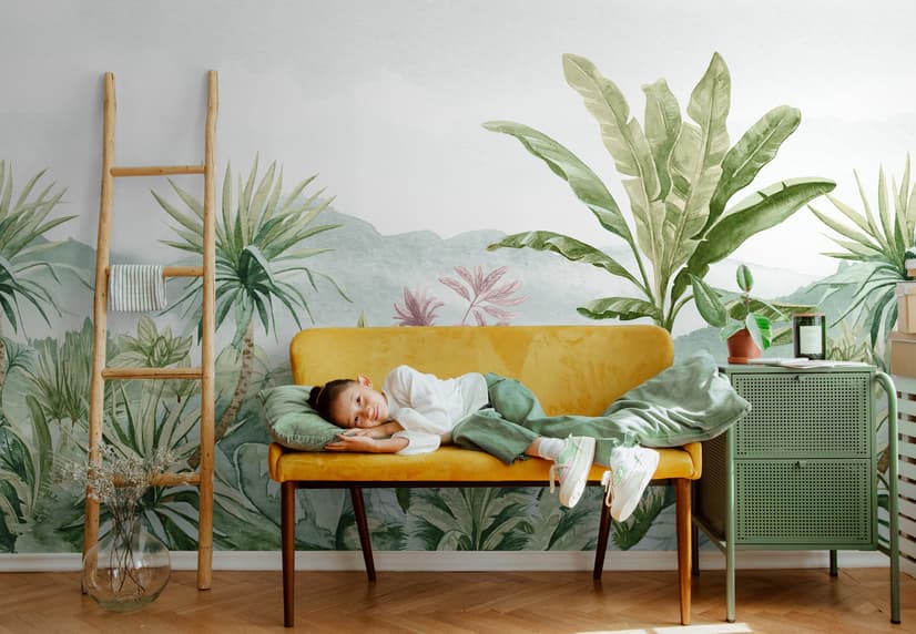 Tropical Forest Landscape and Banana Trees Wallpaper Mural