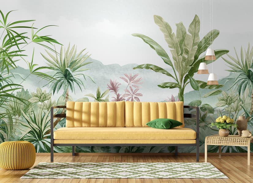 Tropical Forest Landscape and Banana Trees Wallpaper Mural
