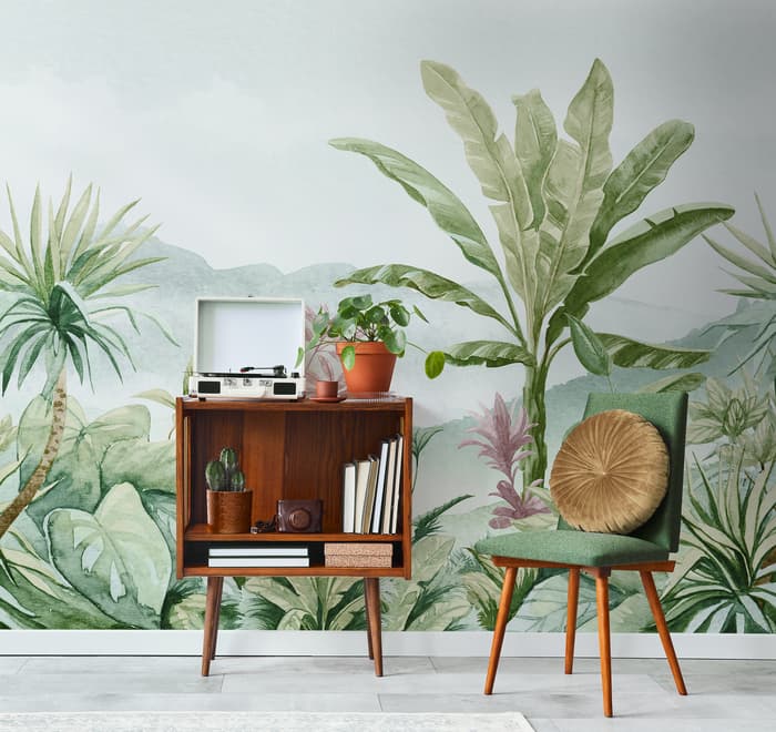 Tropical Forest Landscape and Banana Trees Wallpaper Mural