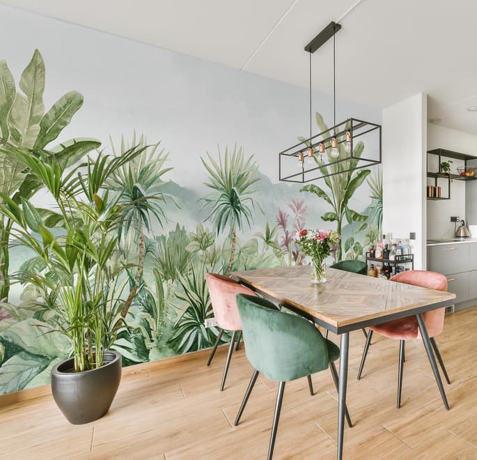 Tropical Forest Landscape and Banana Trees Wallpaper Mural