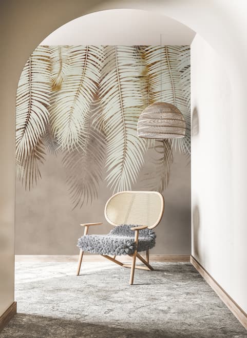 Neutral Tropical Palm Leaf Wallpaper Mural