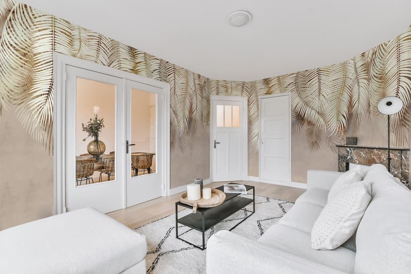 Neutral Tropical Palm Leaf Wallpaper Mural