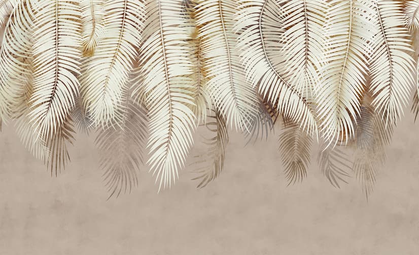Neutral Tropical Palm Leaf Wallpaper Mural