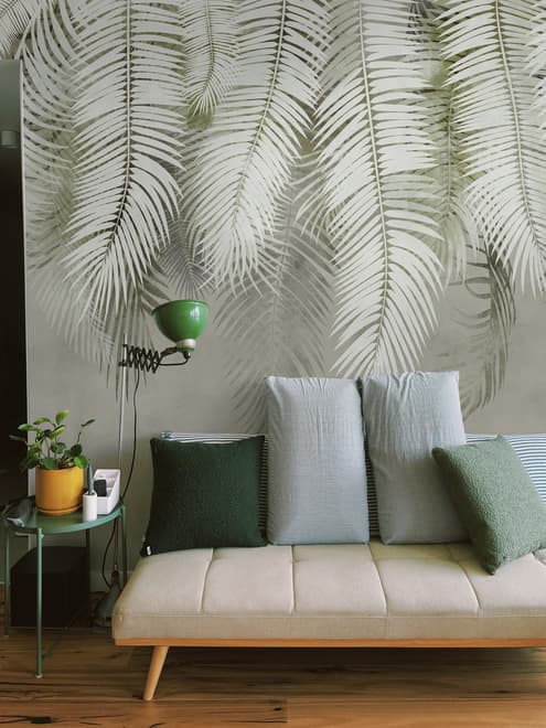 Neutral Tropical Palm Leaf Wallpaper Mural