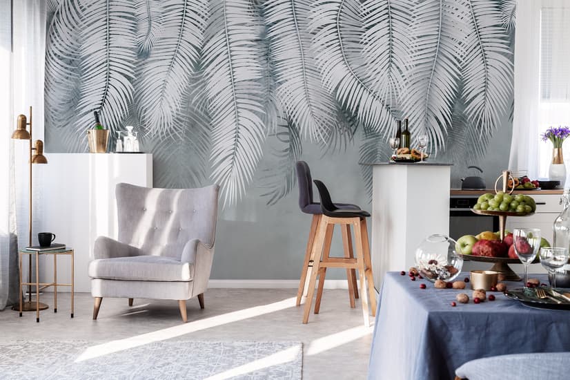 Neutral Tropical Palm Leaf Wallpaper Mural